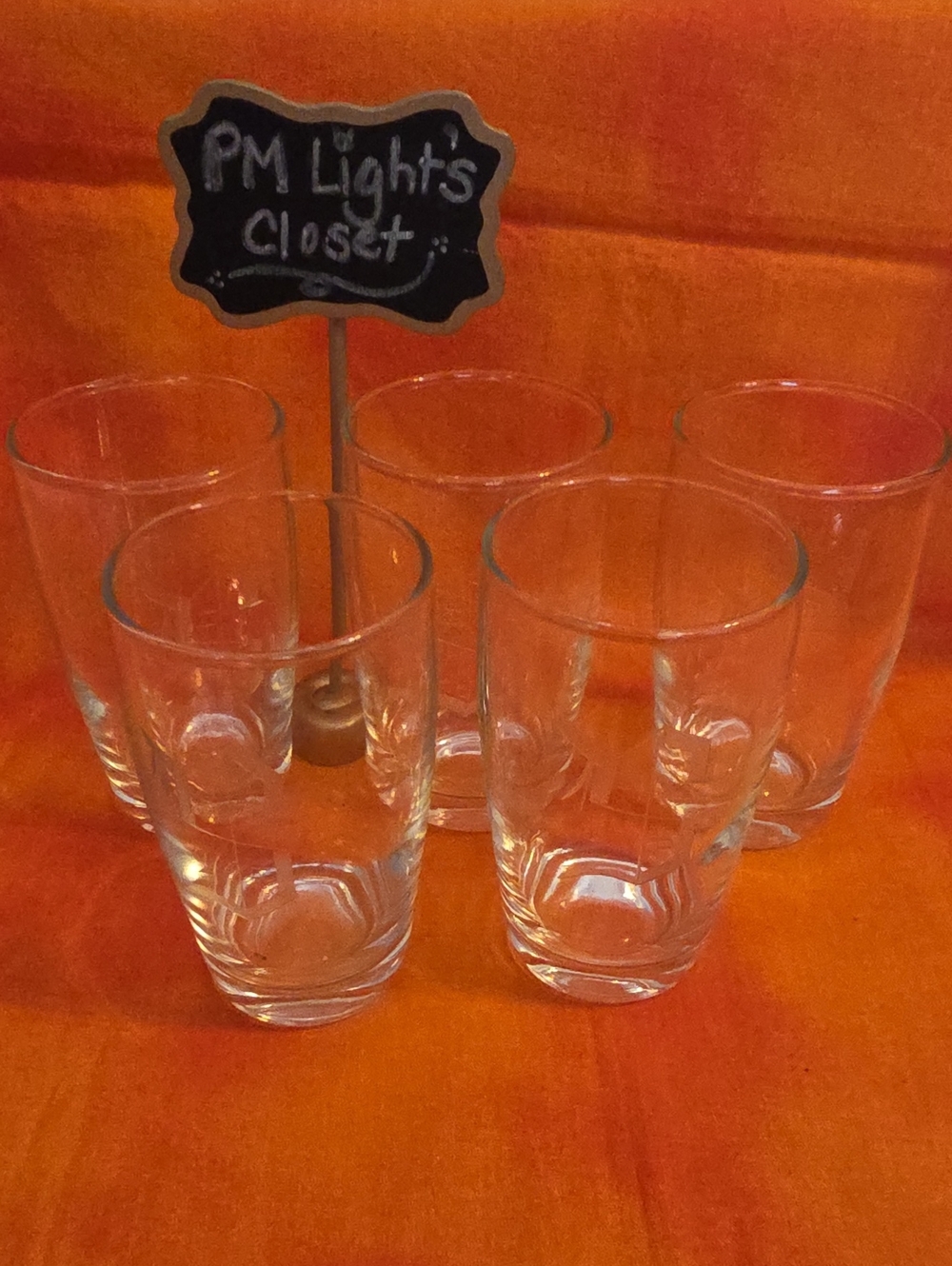 Set of 5 Clear Glass Tumbler Vintage Etched "S"